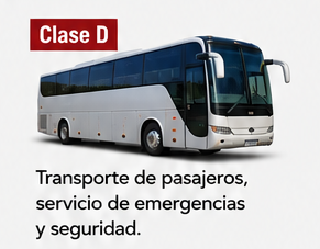 Clase D - Transporte de pasajeros, servicio de emergencias y seguridad.